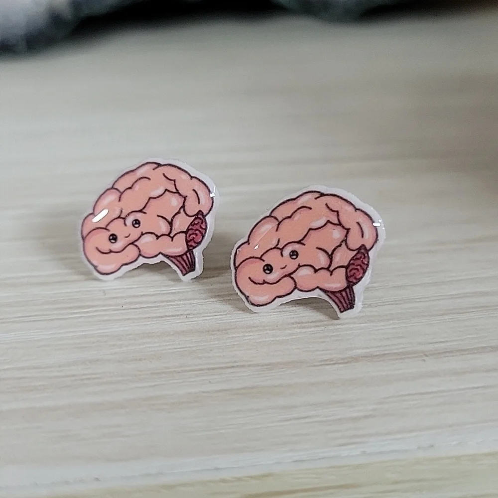 Kawaii Brain Stud Earrings, unisex